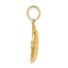 14K Polished  Engraved Fish Charm