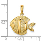14K Polished  Engraved Fish Charm