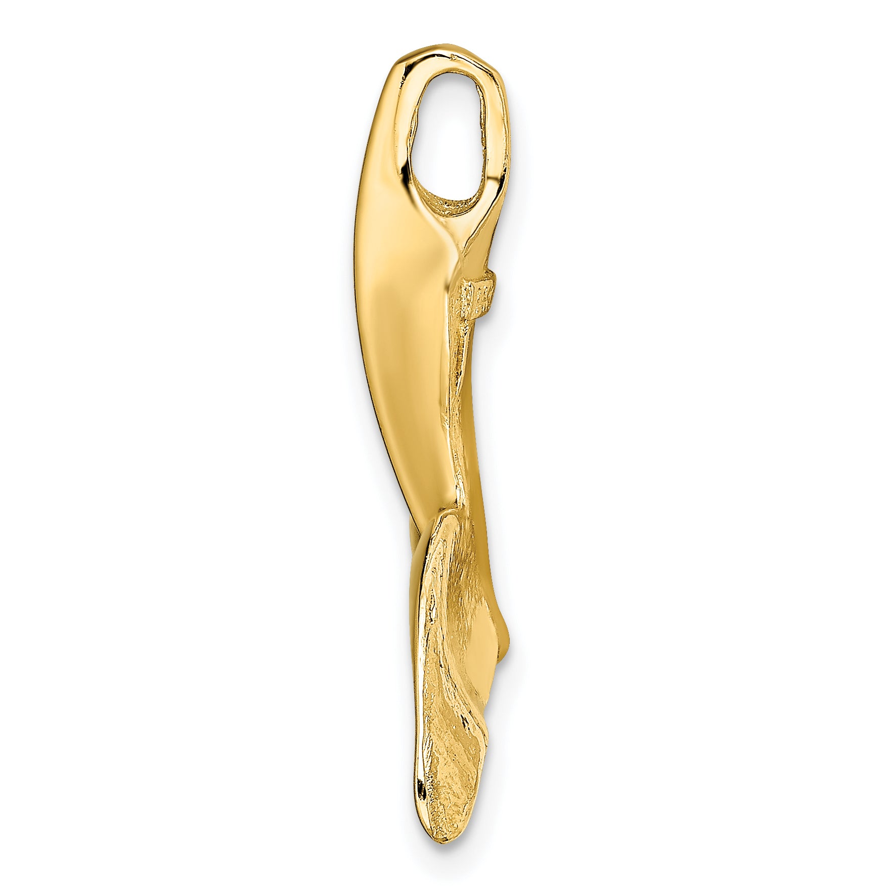 14K 3-D Polished Engraved Whale Tail Chain Slide