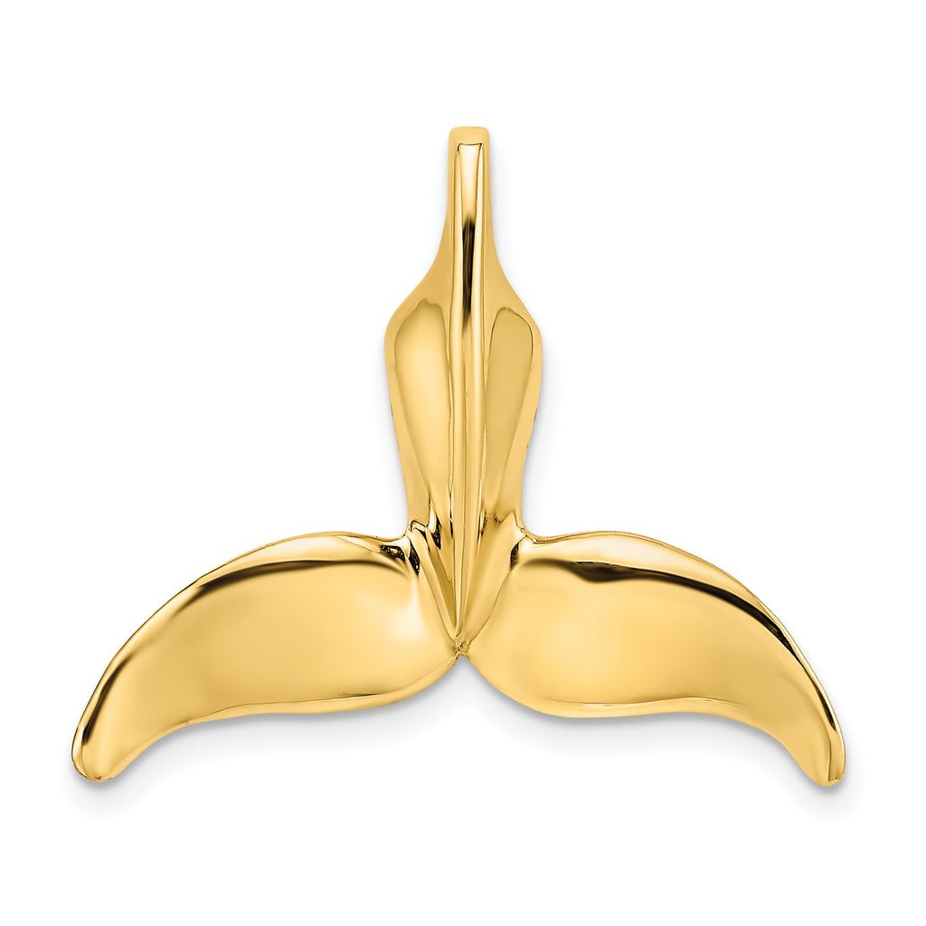 14K 3-D Polished Engraved Whale Tail Chain Slide
