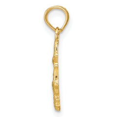14K Textured Mini Double Starfish and Coral Charm