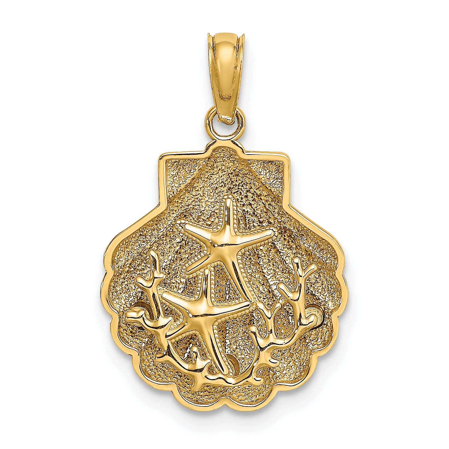 14K Reversible Starfish and Coral in Shell Charm Main image