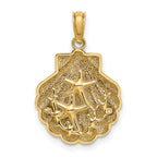 14K Reversible Starfish and Coral in Shell Charm
