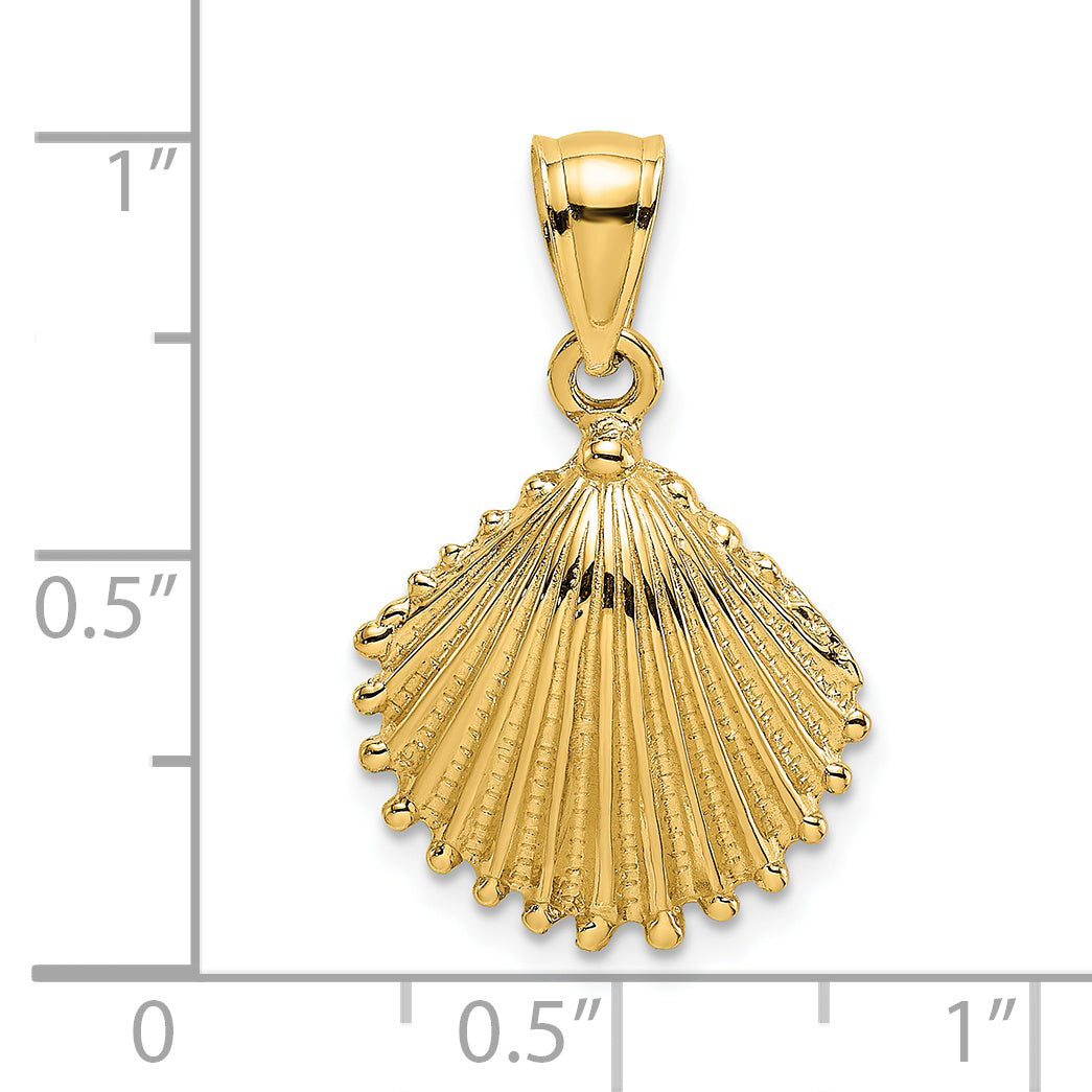 14K Textured Scallop Shell Charm