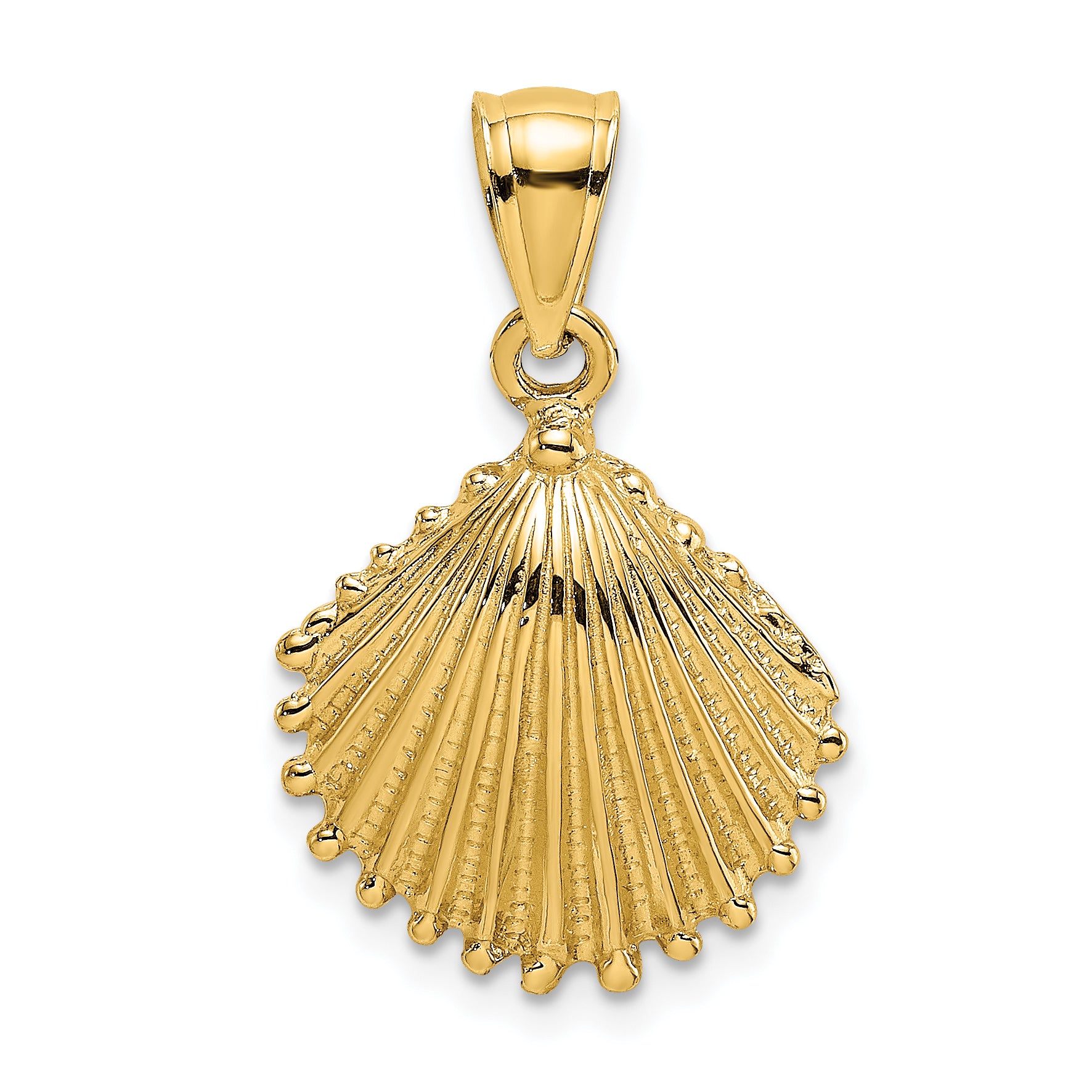 14K Textured Scallop Shell Charm