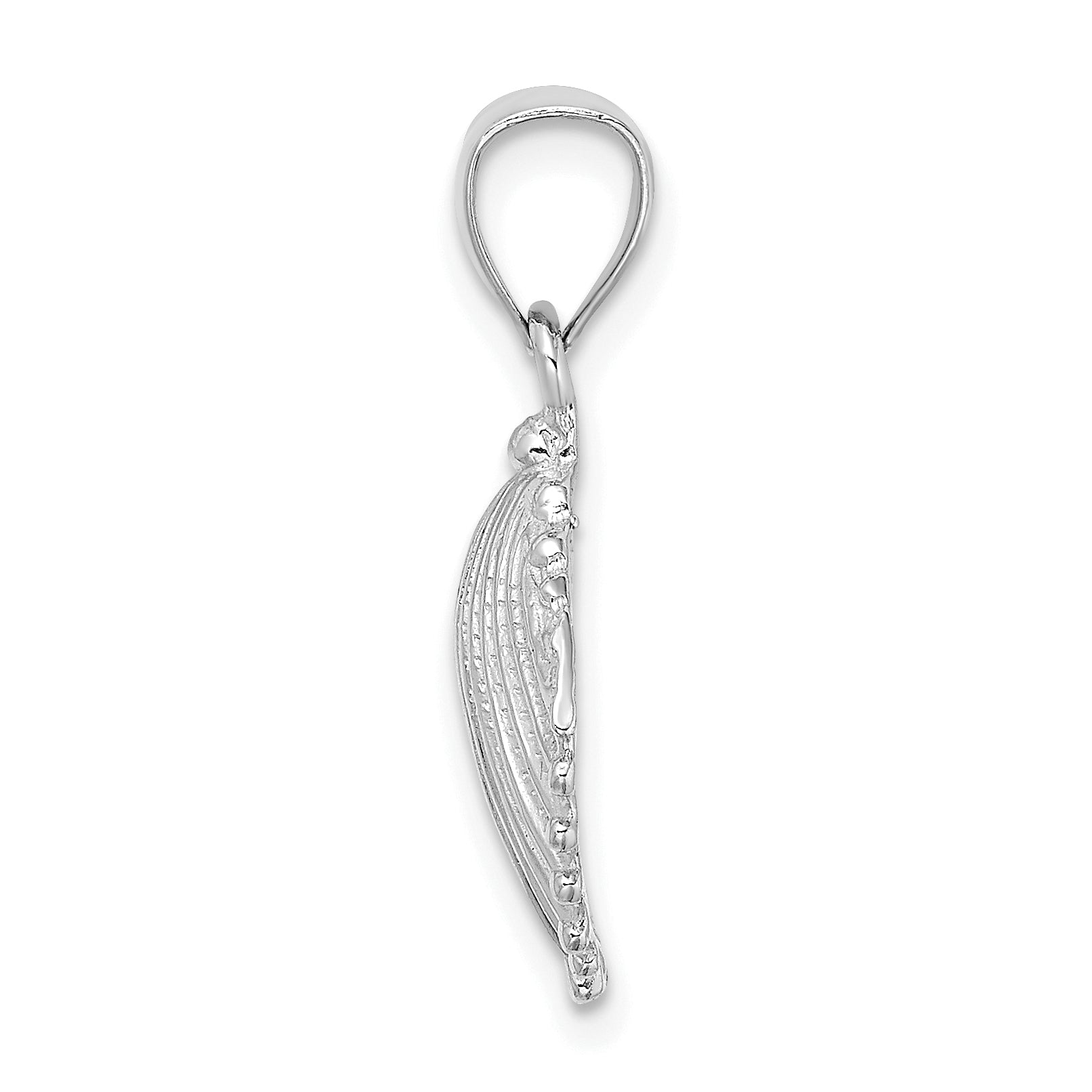 14K White Gold Textured Scallop Shell Charm Secondary image