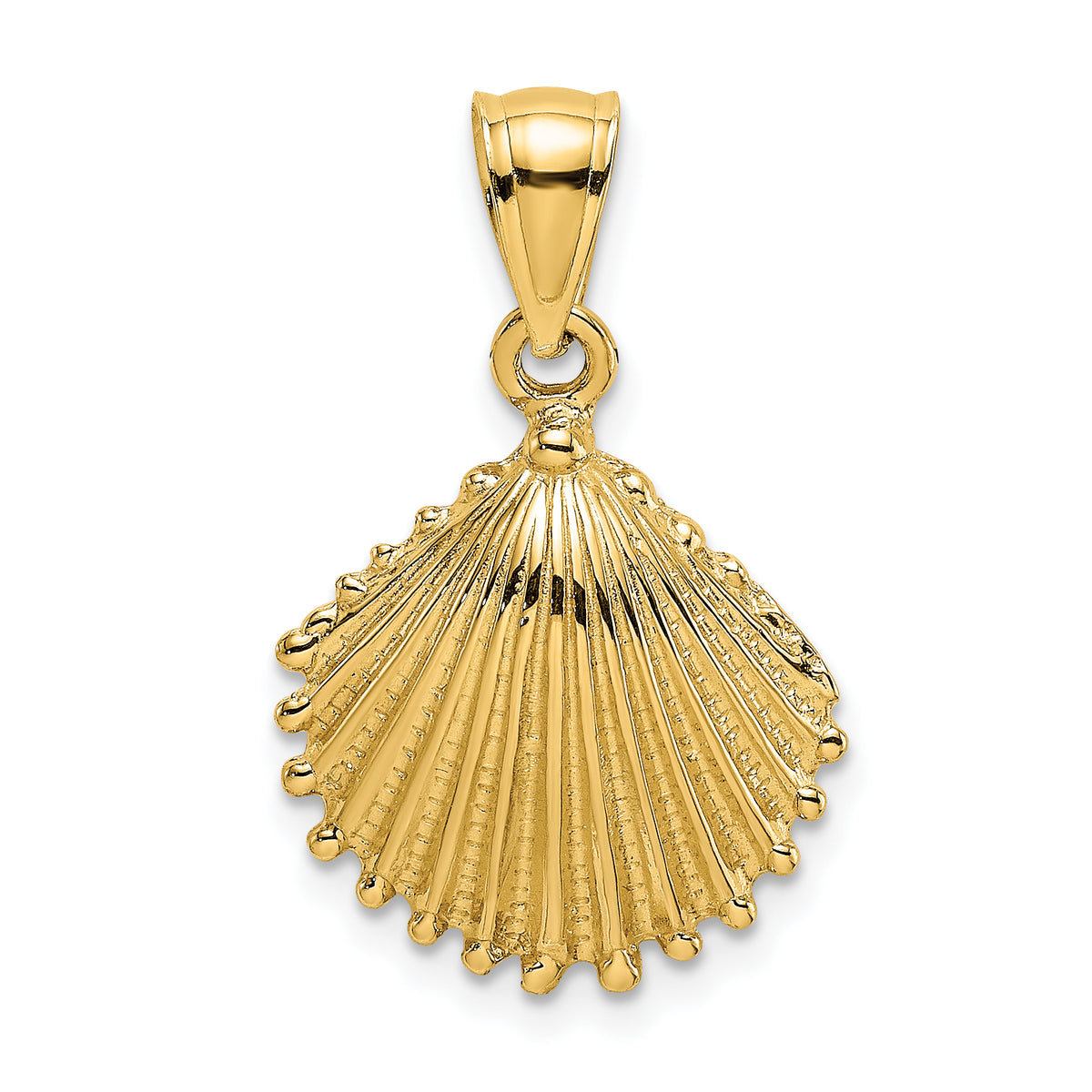 14K Textured Scallop Shell Charm