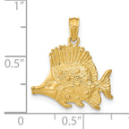 14K Polished Engraved Fish Charm