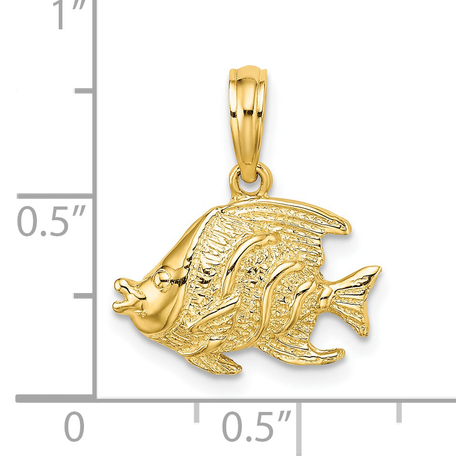 14K Polished Textured Fish Charm