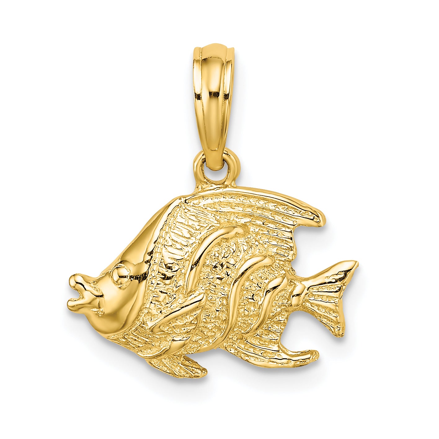 14K Polished Textured Fish Charm Main image