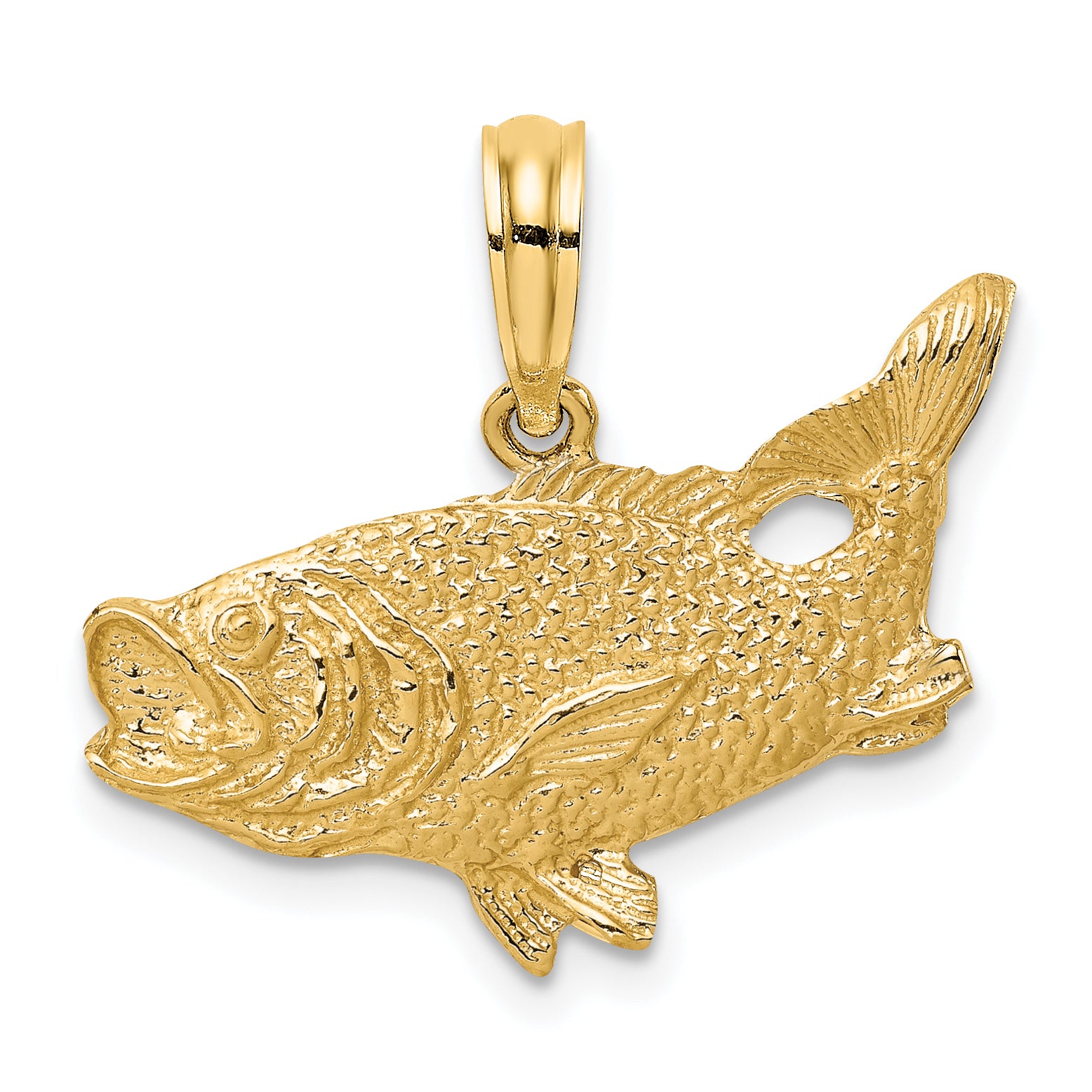 14K 2-D Bass Fish w/ Tail Up Charm Main image