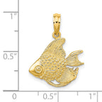 14K Textured Fish Charm