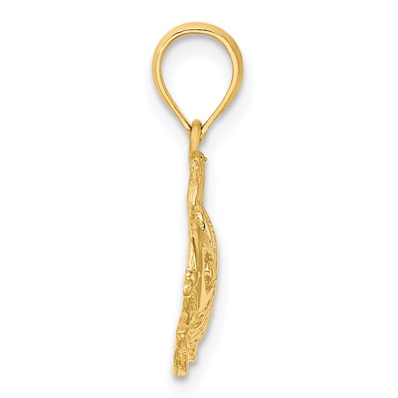 14K Polished  Engraved Fish Charm
