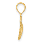 14K Polished  Engraved Fish Charm