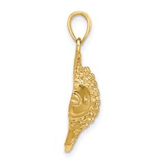 14K 2-D & Engraved Striped Fish Charm