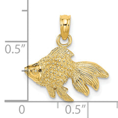 14K 2-D  Textured Gold Fish Charm