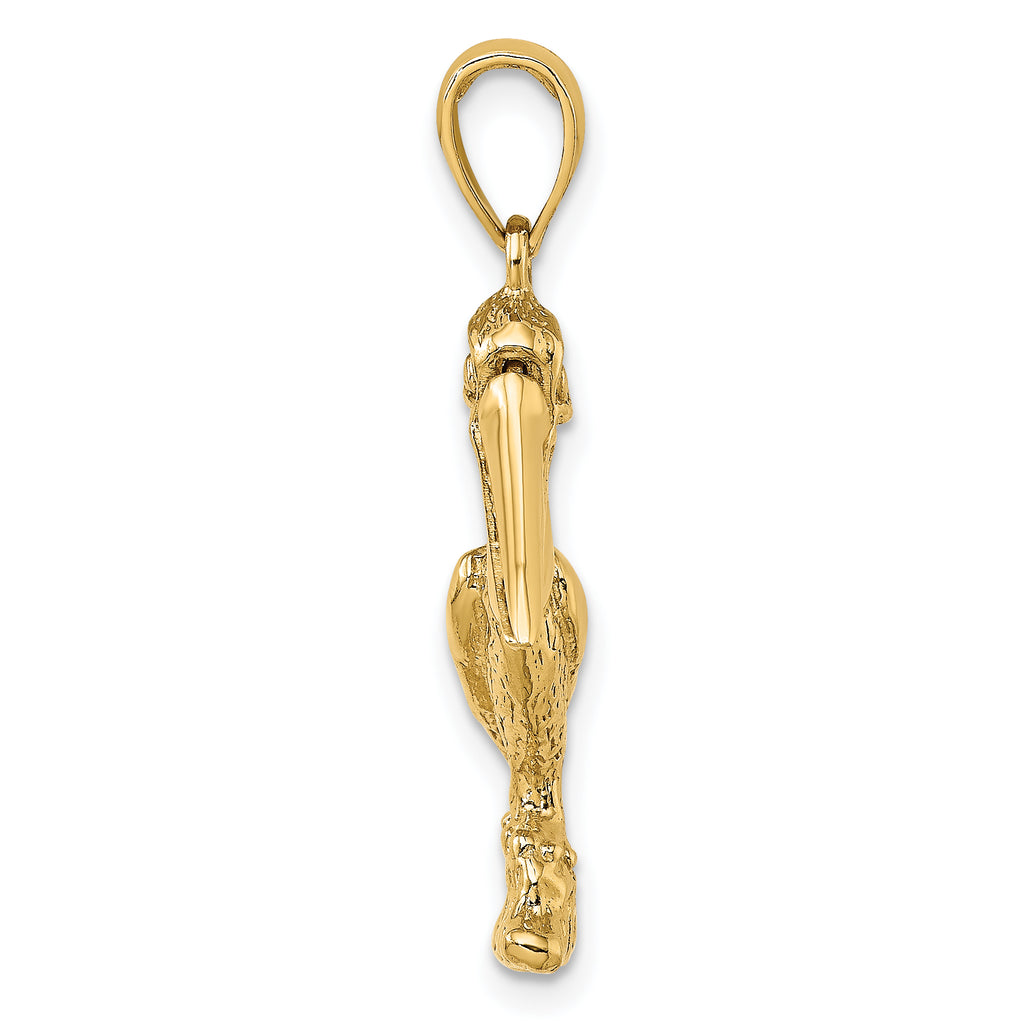 14K 3-D Large Standing Pelican with Moveable Mouth Charm