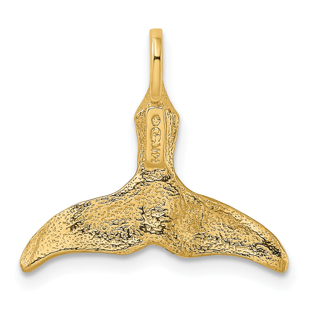 14K 3-D Polished Whale Tail Charm