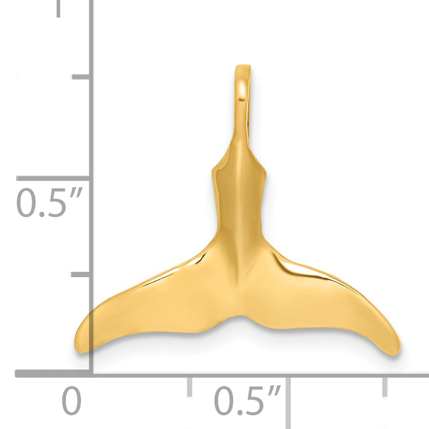 14K 3-D Polished Whale Tail Charm