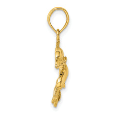 14K 2-D Polished /Engraved Double Dolphins Charm