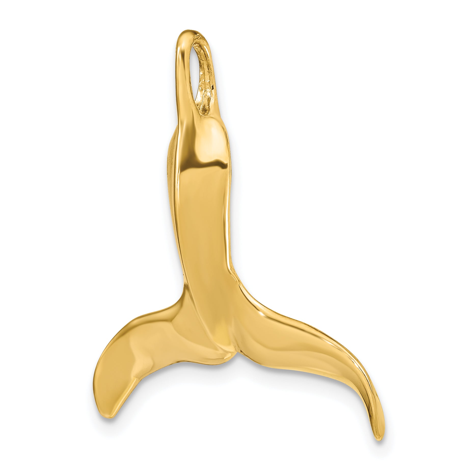 14K 3-D Polished Whale Tail Chain Slide