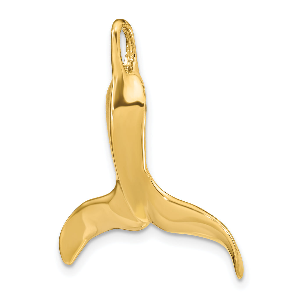 14K 3-D Polished Whale Tail Chain Slide