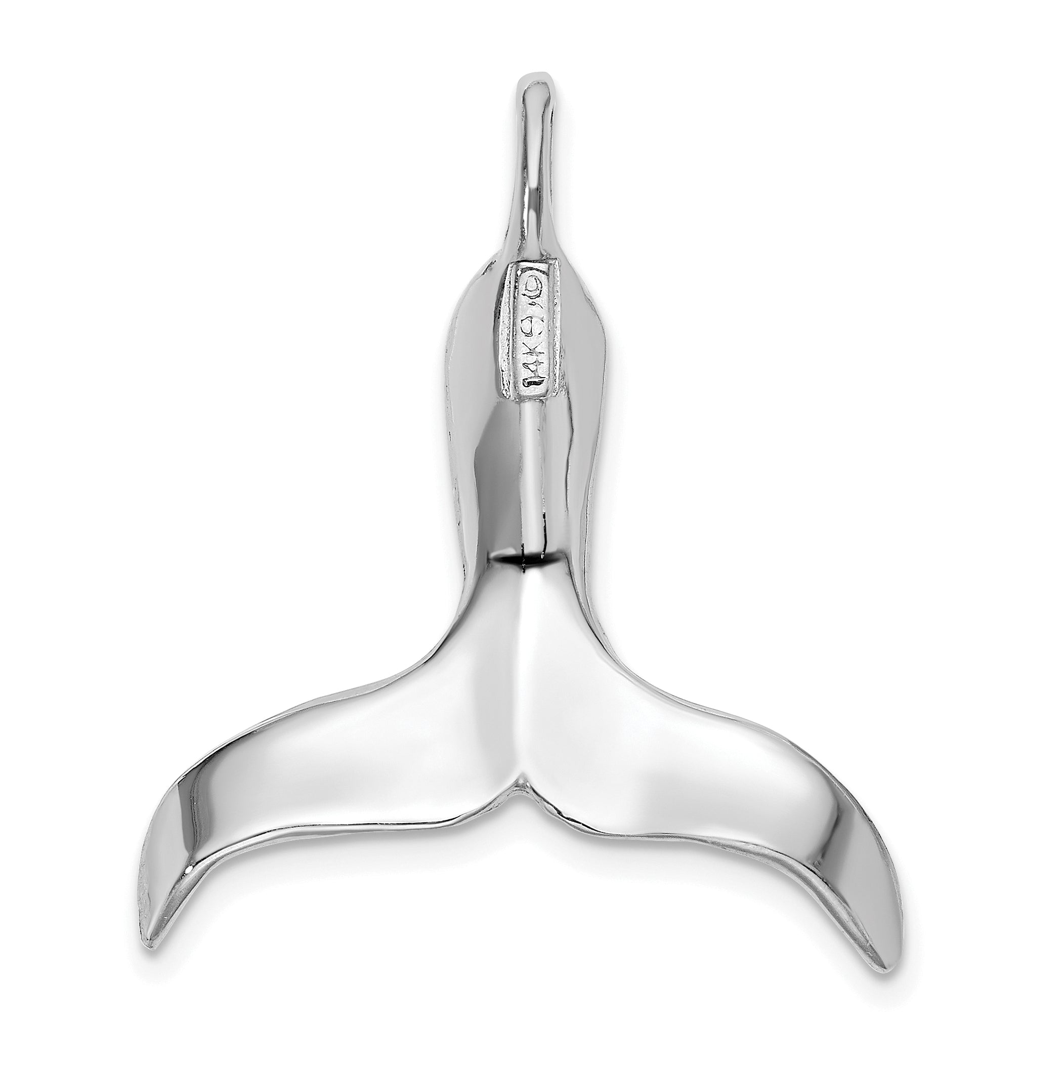 14K White Gold 3-D Polished Whale Tail Chain Slide