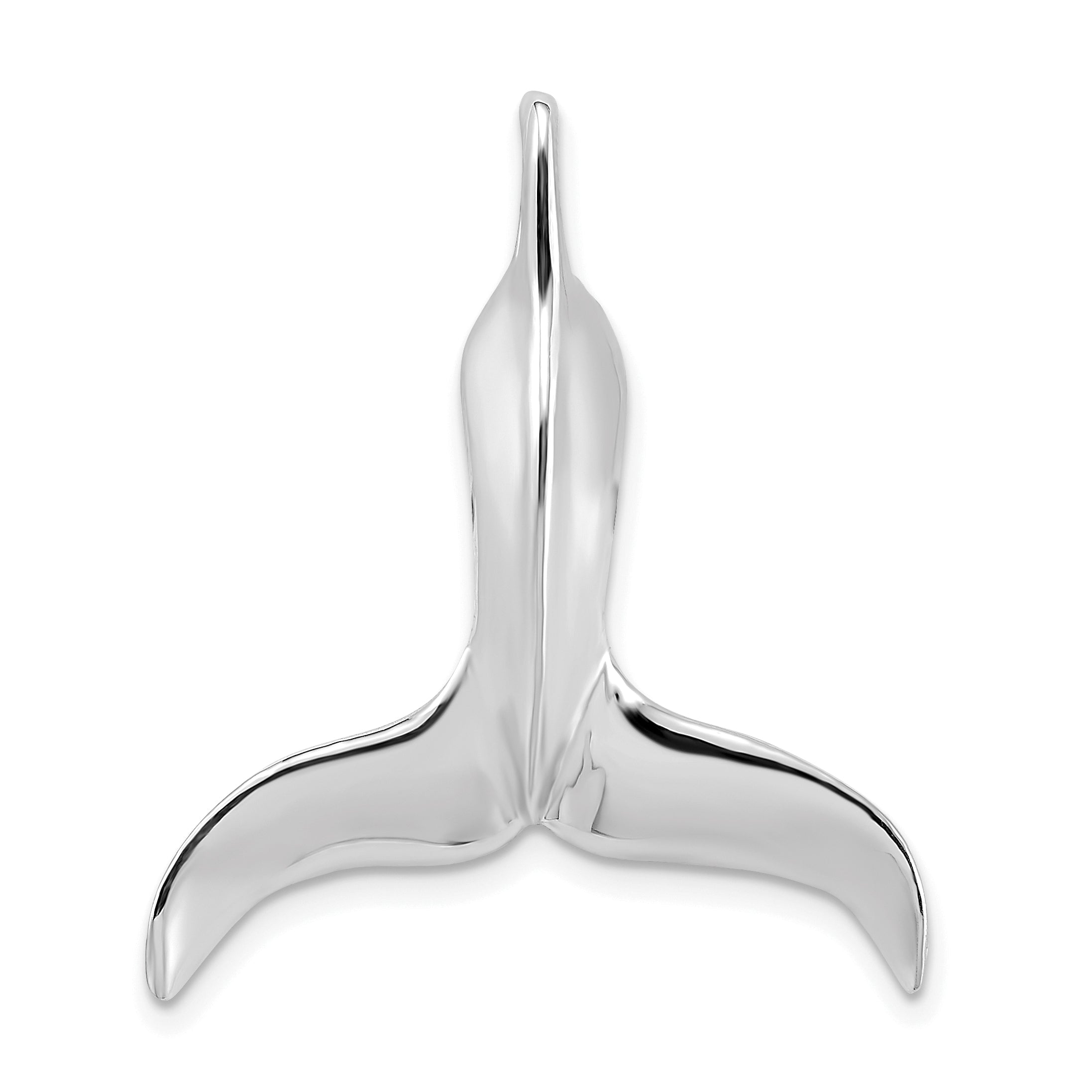 14K White Gold 3-D Polished Whale Tail Chain Slide Main image