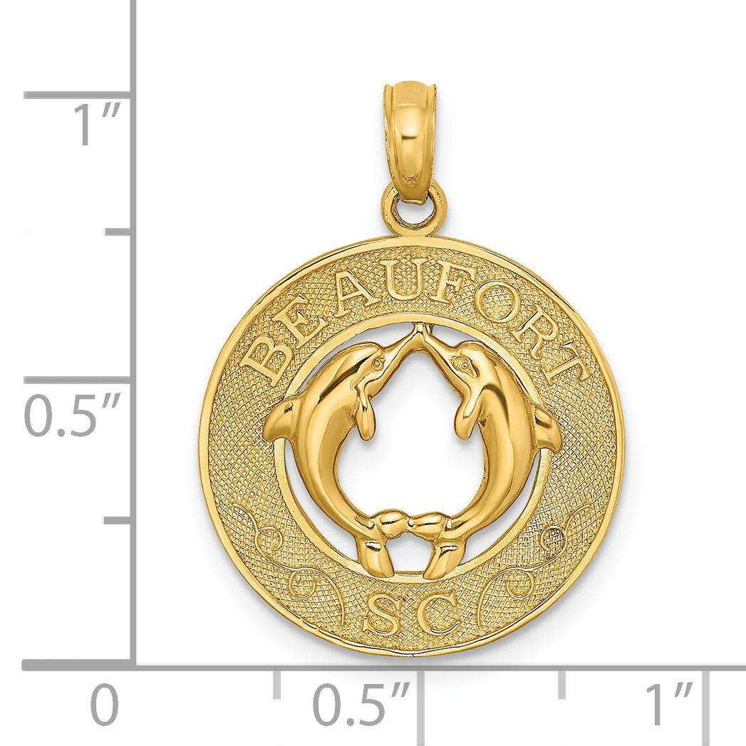 14K BEAUFORT SC w/Dolphins Circle Charm