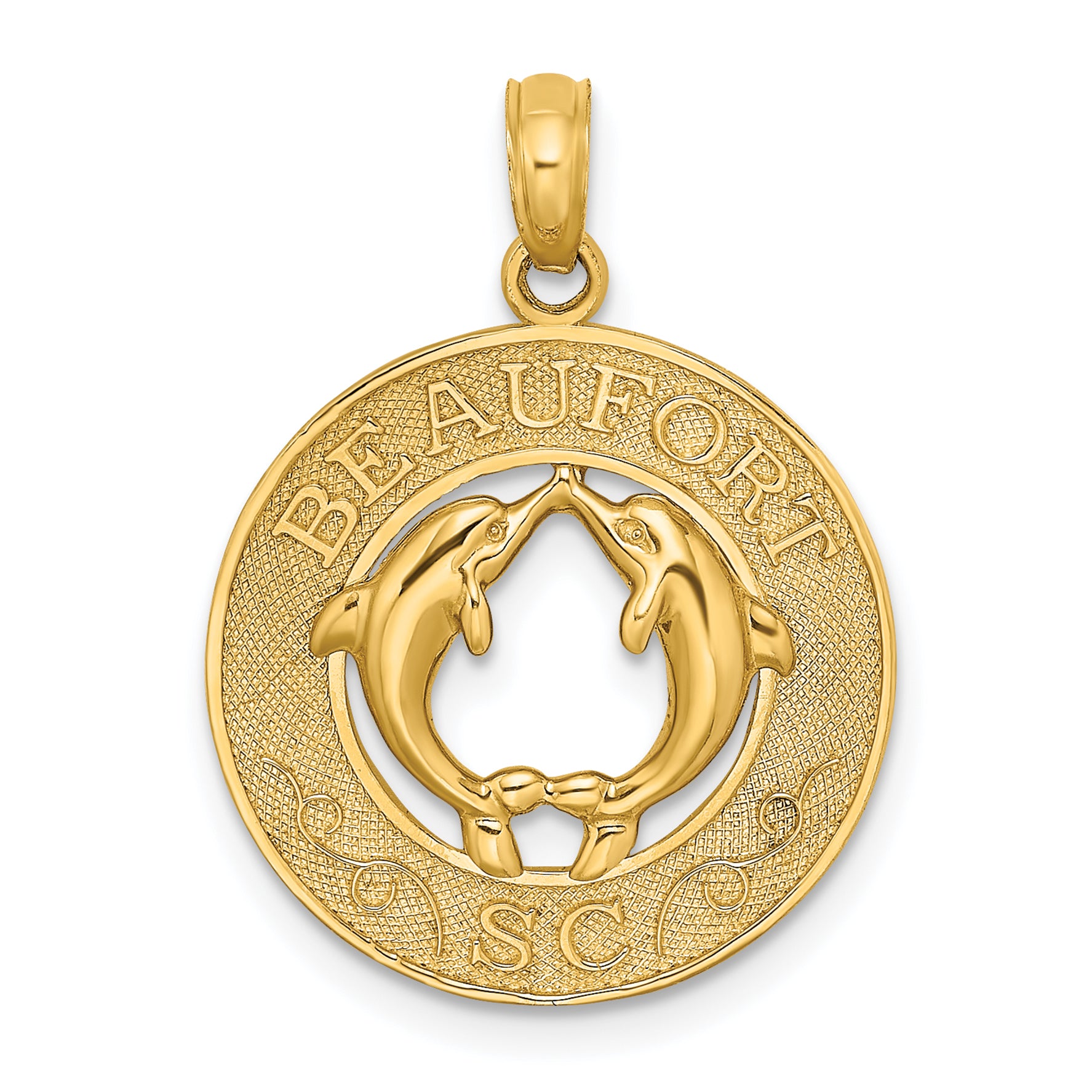 14K BEAUFORT SC w/Dolphins Circle Charm Main image