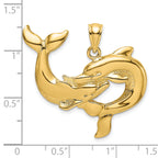 14K Polished Two Dolphins Together Charm