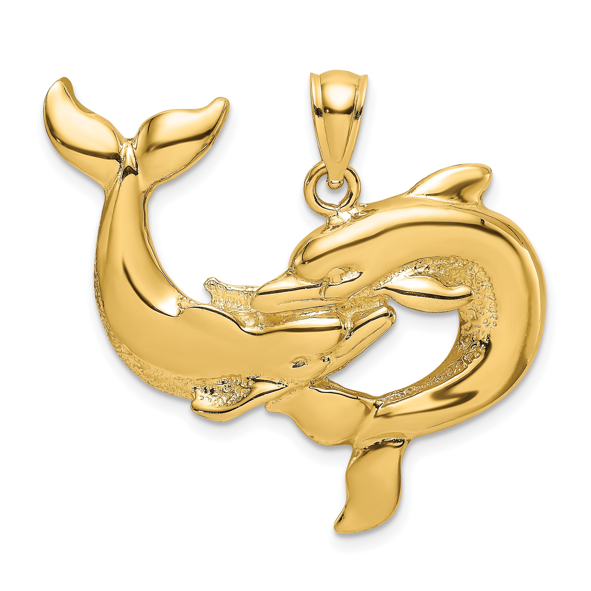 14K Polished Two Dolphins Together Charm Main image