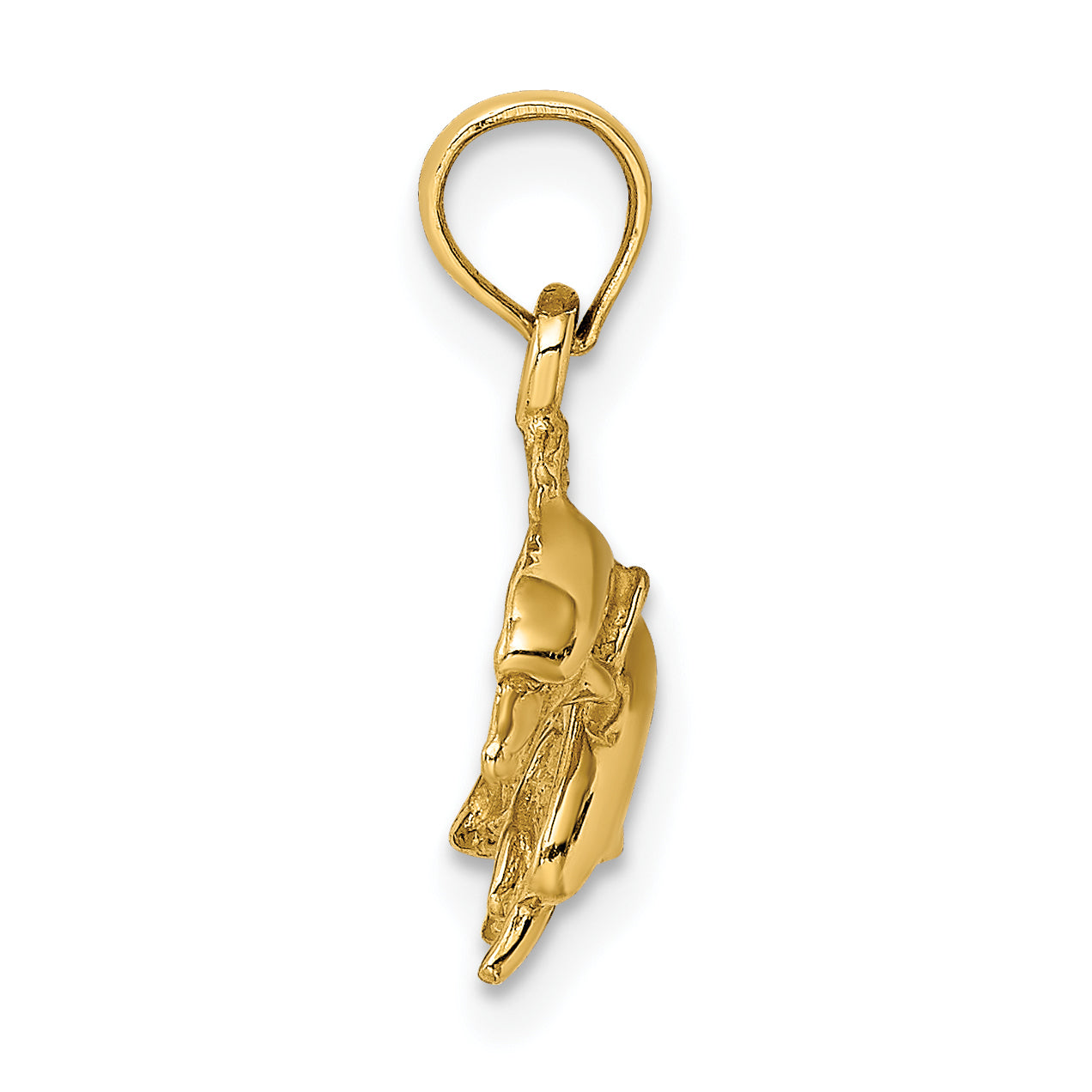 14K 2-D Polished Double Dolphins Jumping Left Charm Secondary image