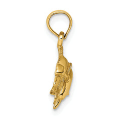 14K 2-D Polished Double Dolphins Jumping Left Charm