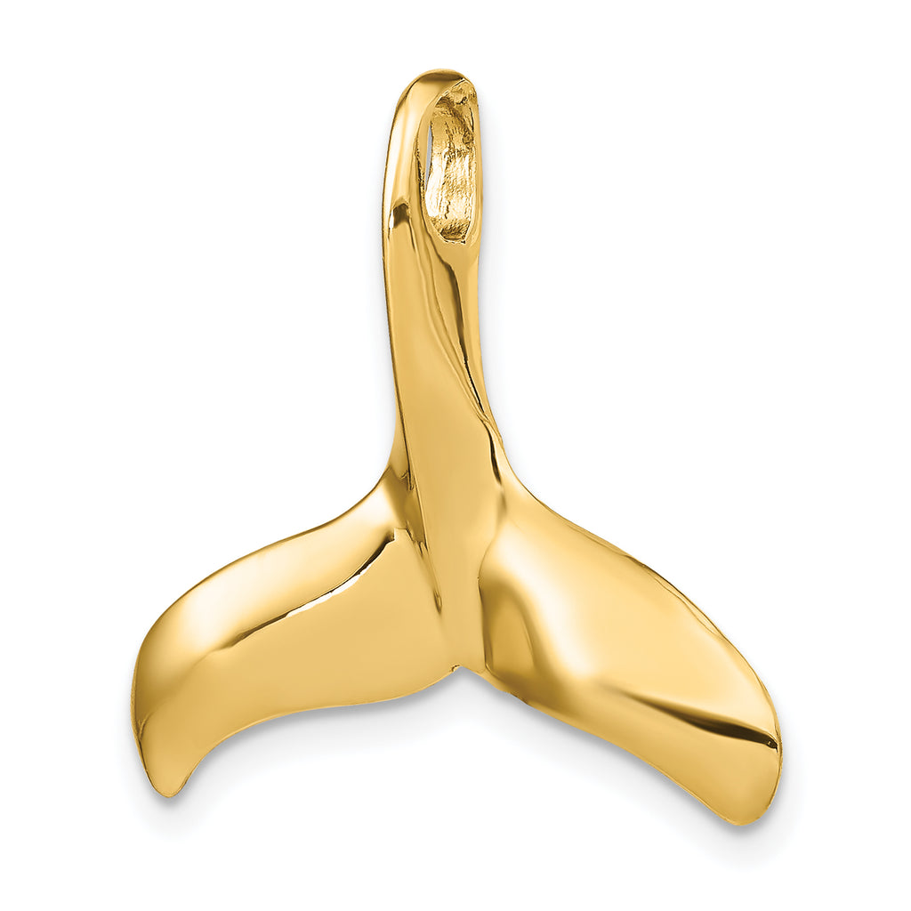 14K 3-D Polished/Textured Whale Tail Charm