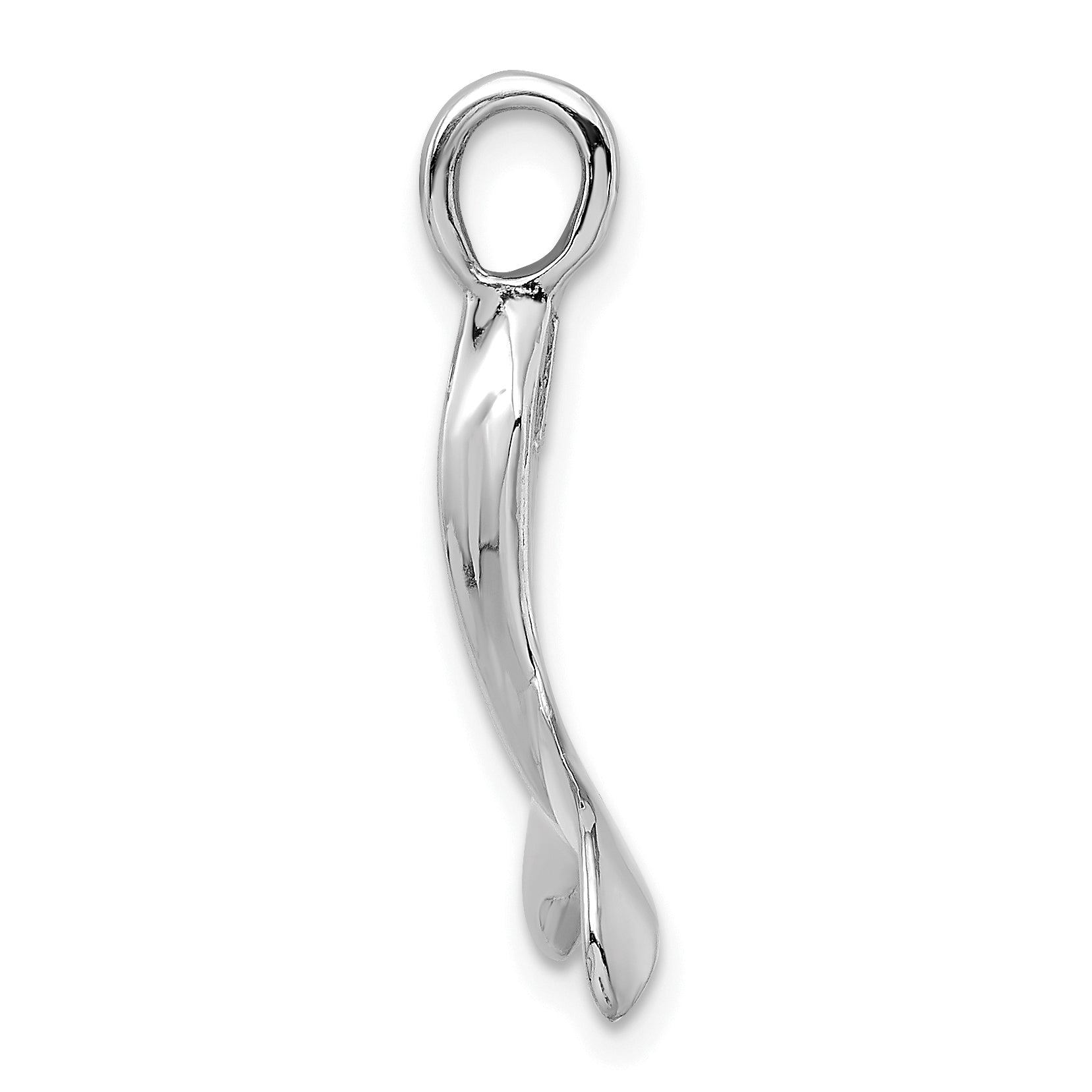 14K White Gold 3-D Polished Whale Tail Charm Secondary image