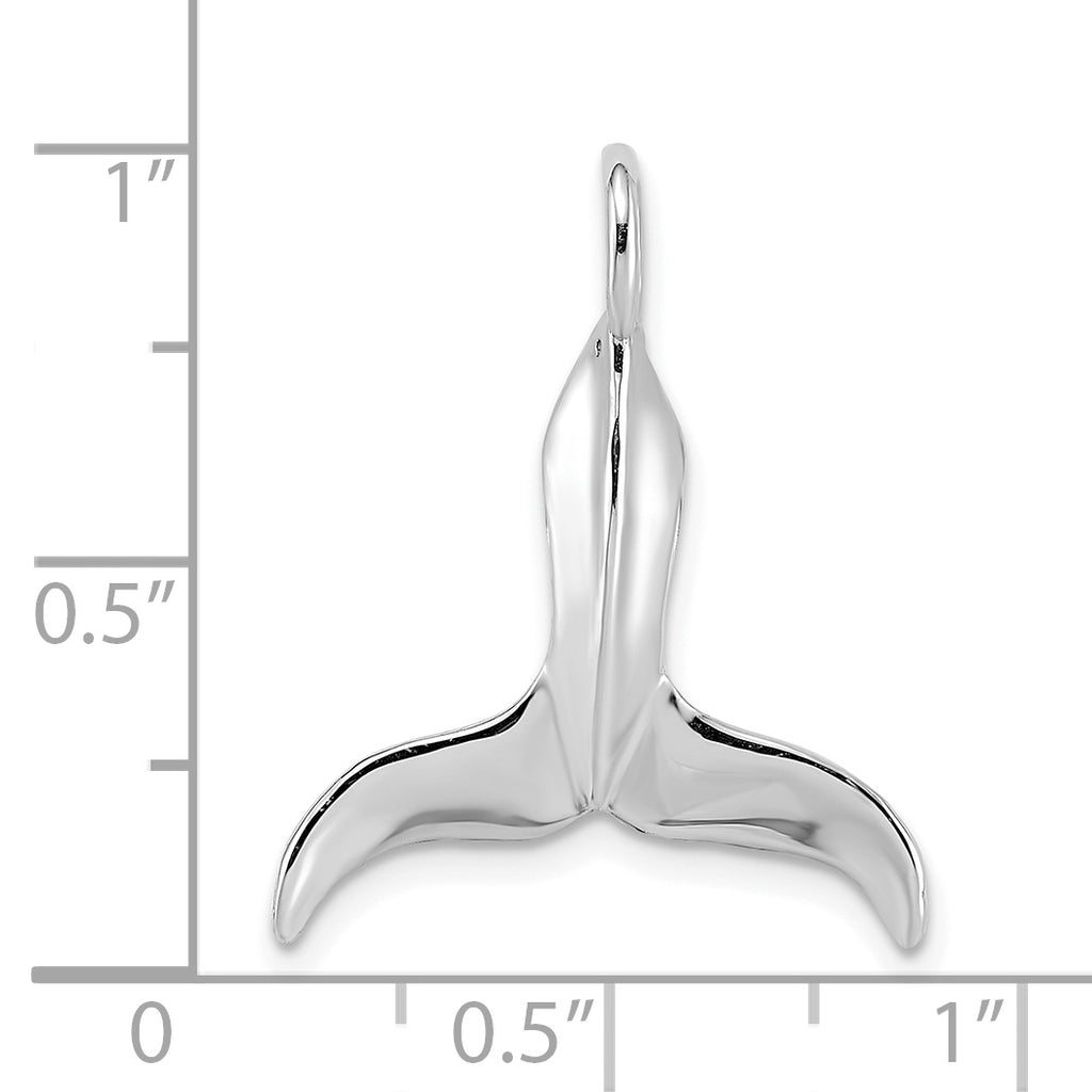 14K White Gold 3-D Polished Whale Tail Charm