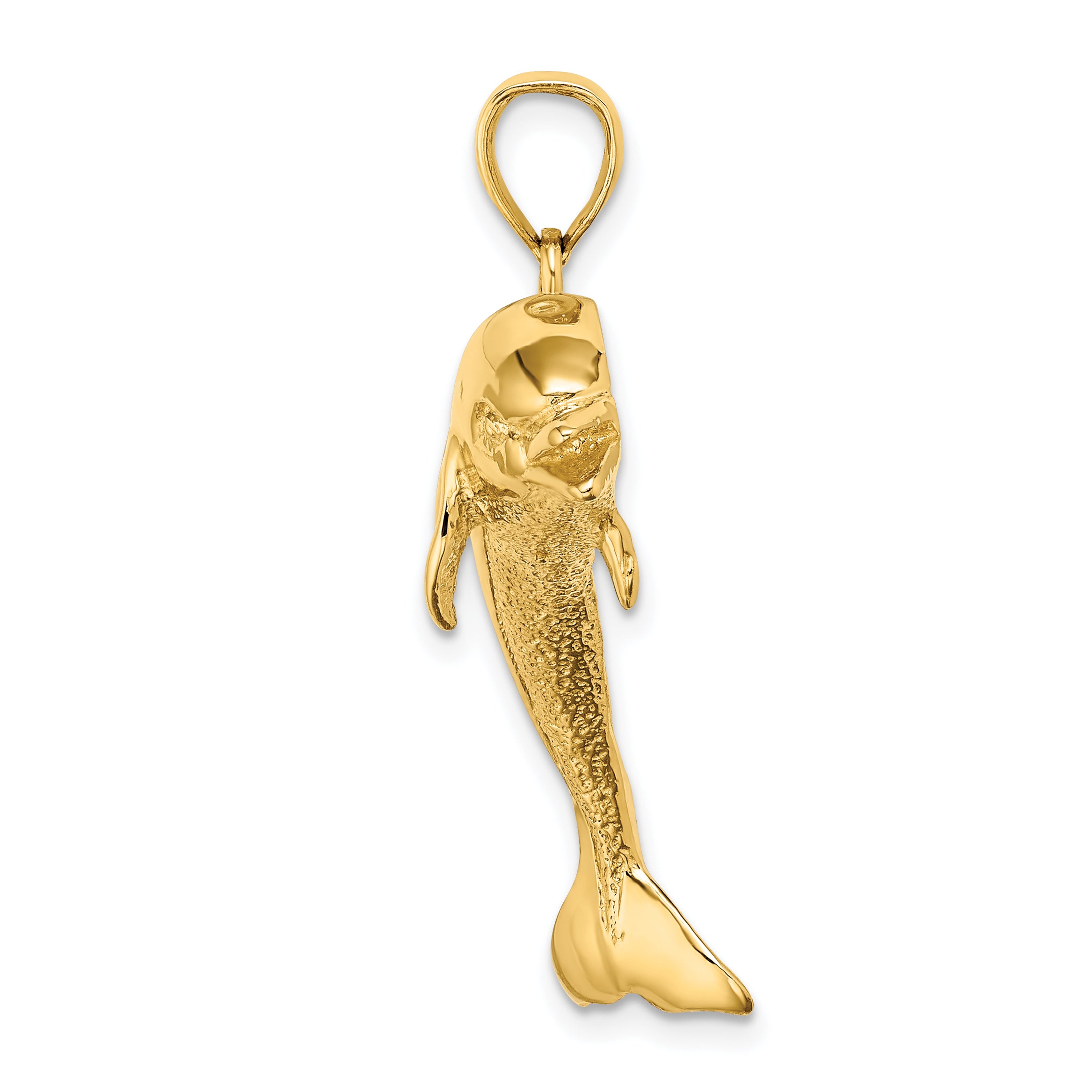 14K Polished and Textured Jumping Dolphin Charm Secondary image