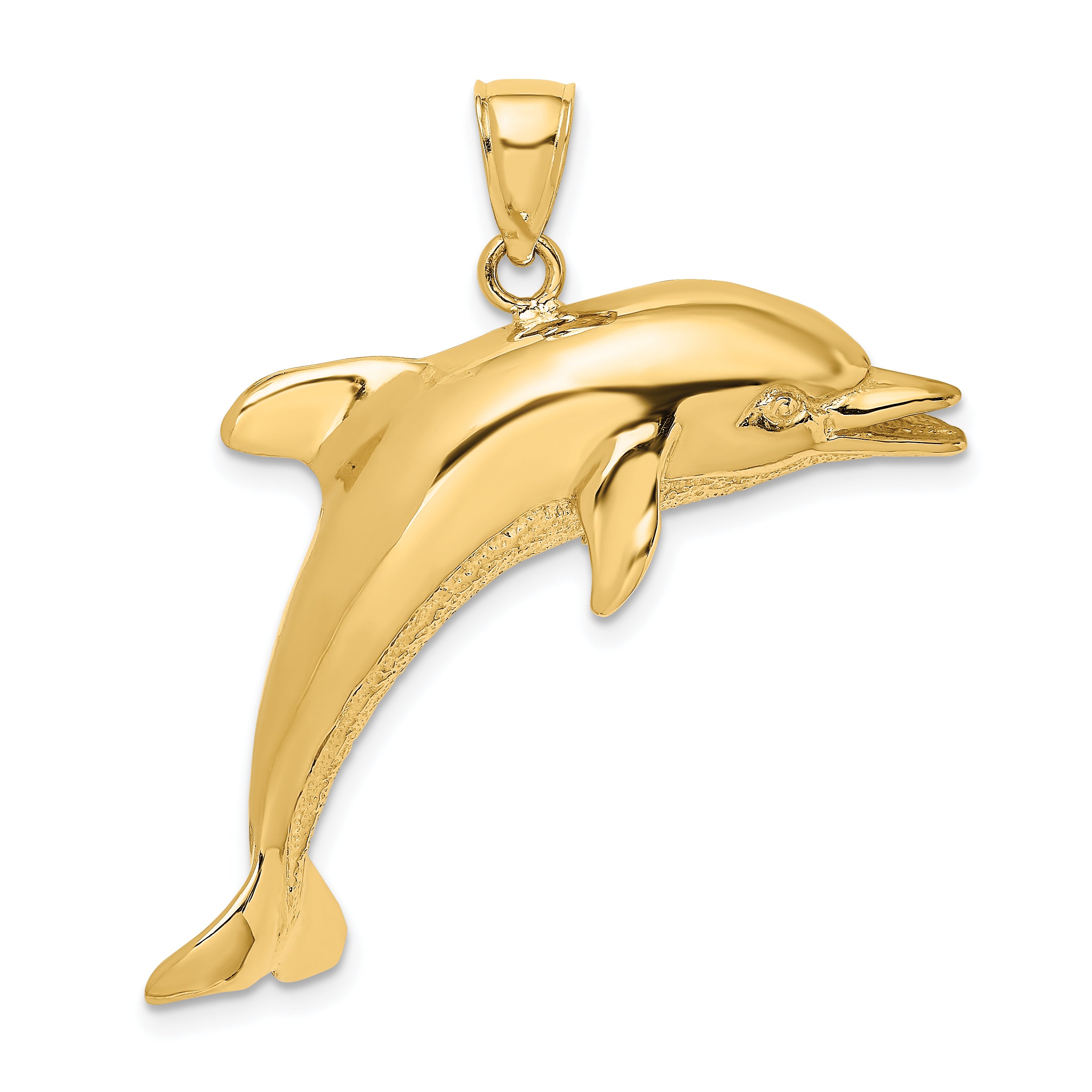 14K Polished and Textured Jumping Dolphin Charm Main image