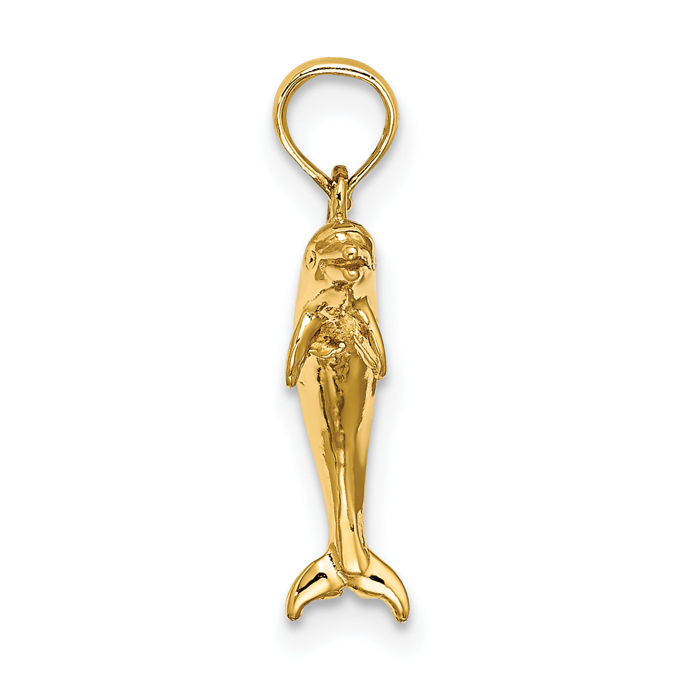 14K 3-D Polished Mini Dolphin Jumping Charm