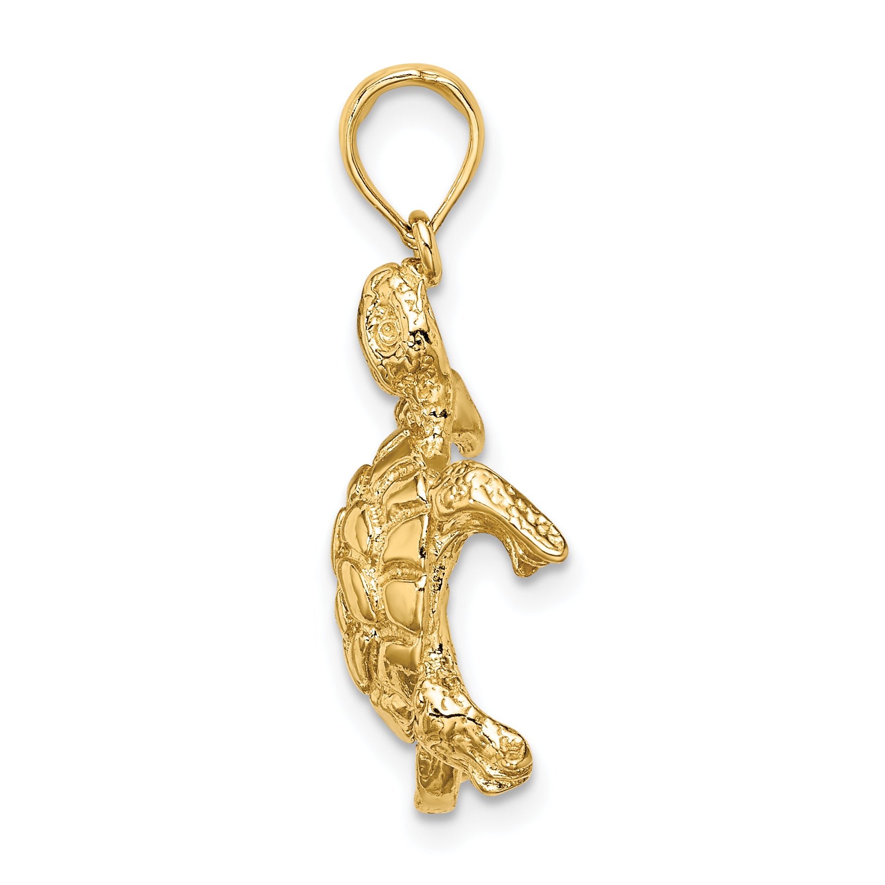 14K Polished and Textured Turtle Charm Secondary image