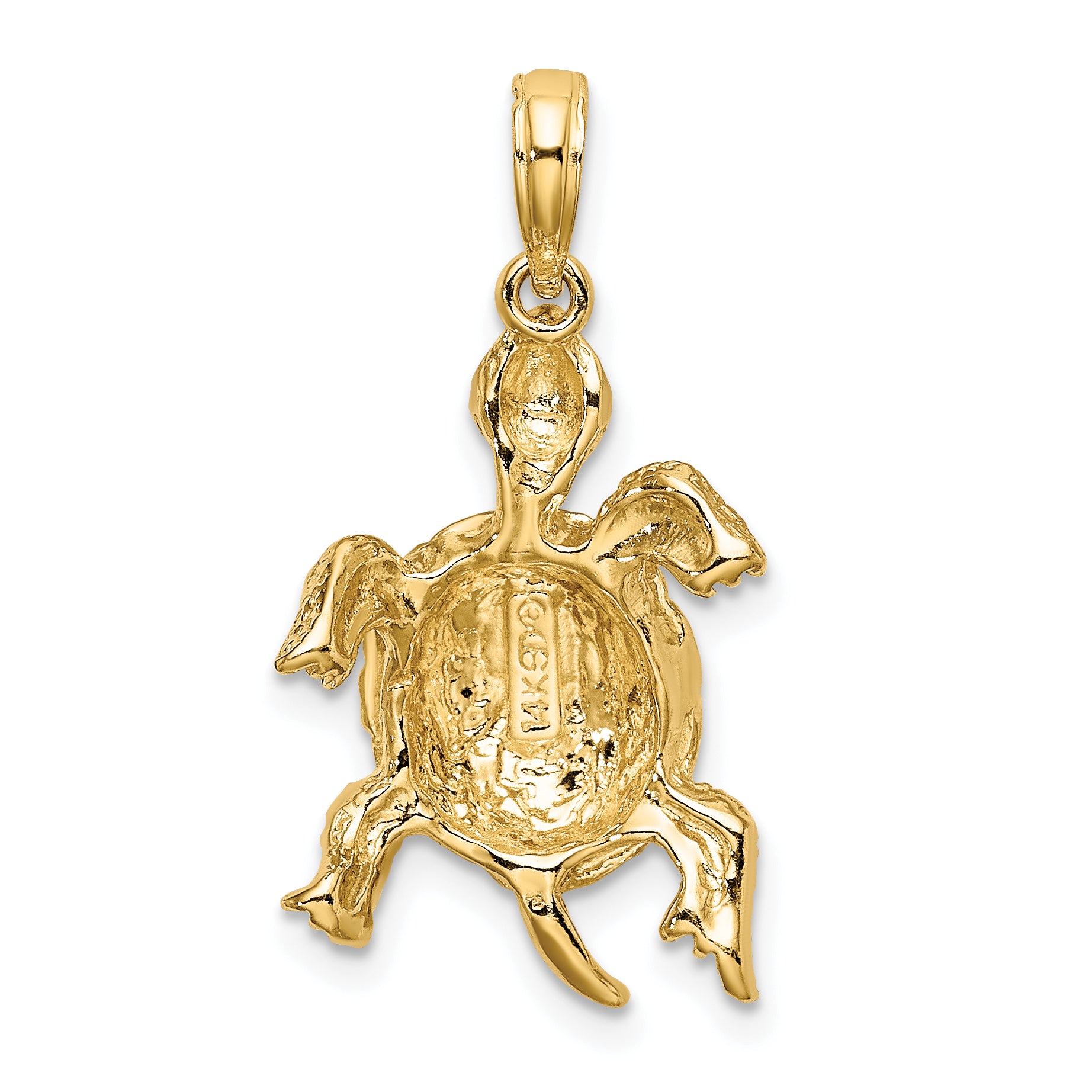 14K Polished and Textured Turtle Charm