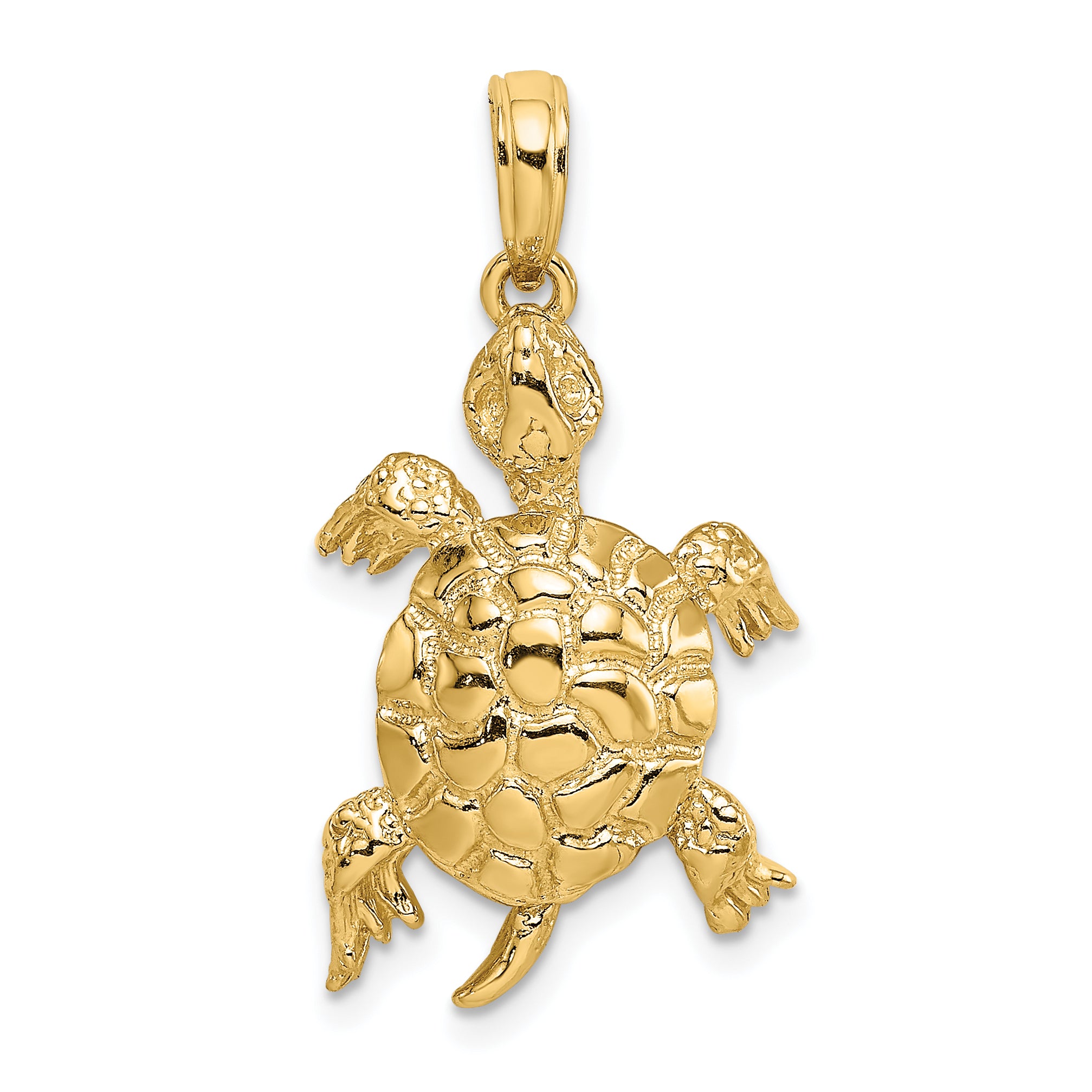 14K Polished and Textured Turtle Charm Main image