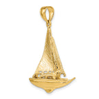 14K 3-D Polished Sailboat Charm