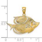 14K 2-D Polished Textured Fish Charm