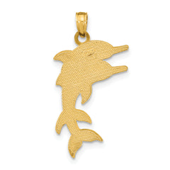 14K 2-D Two Jumping Dolphins Charm