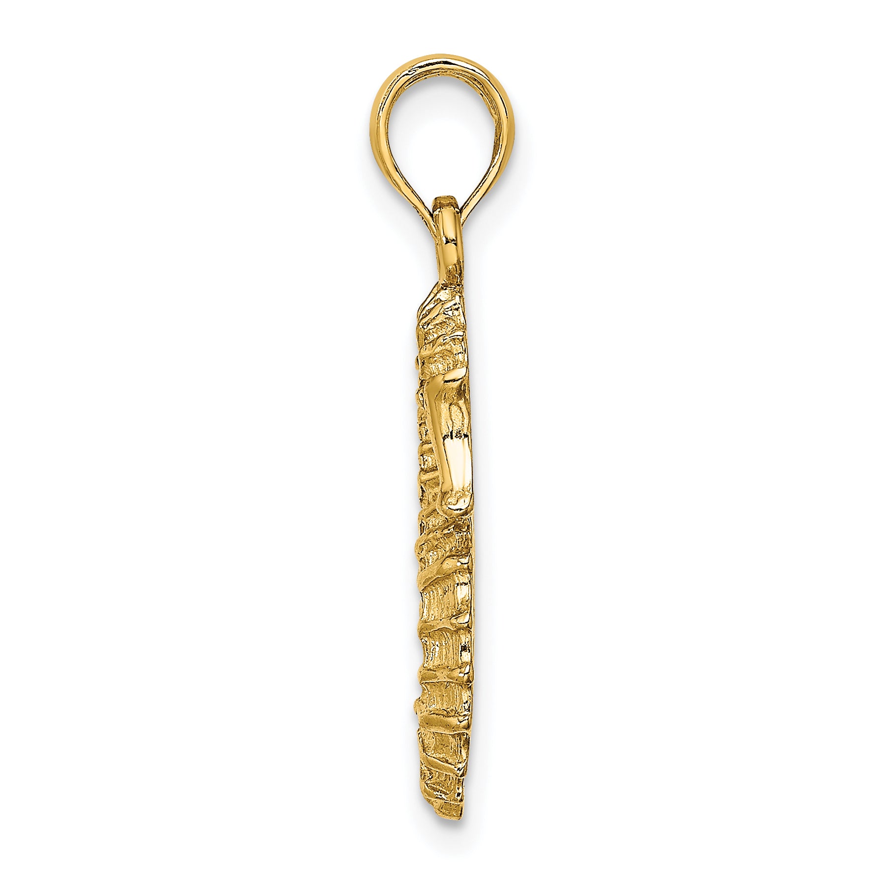14K Textured Seahorse Charm