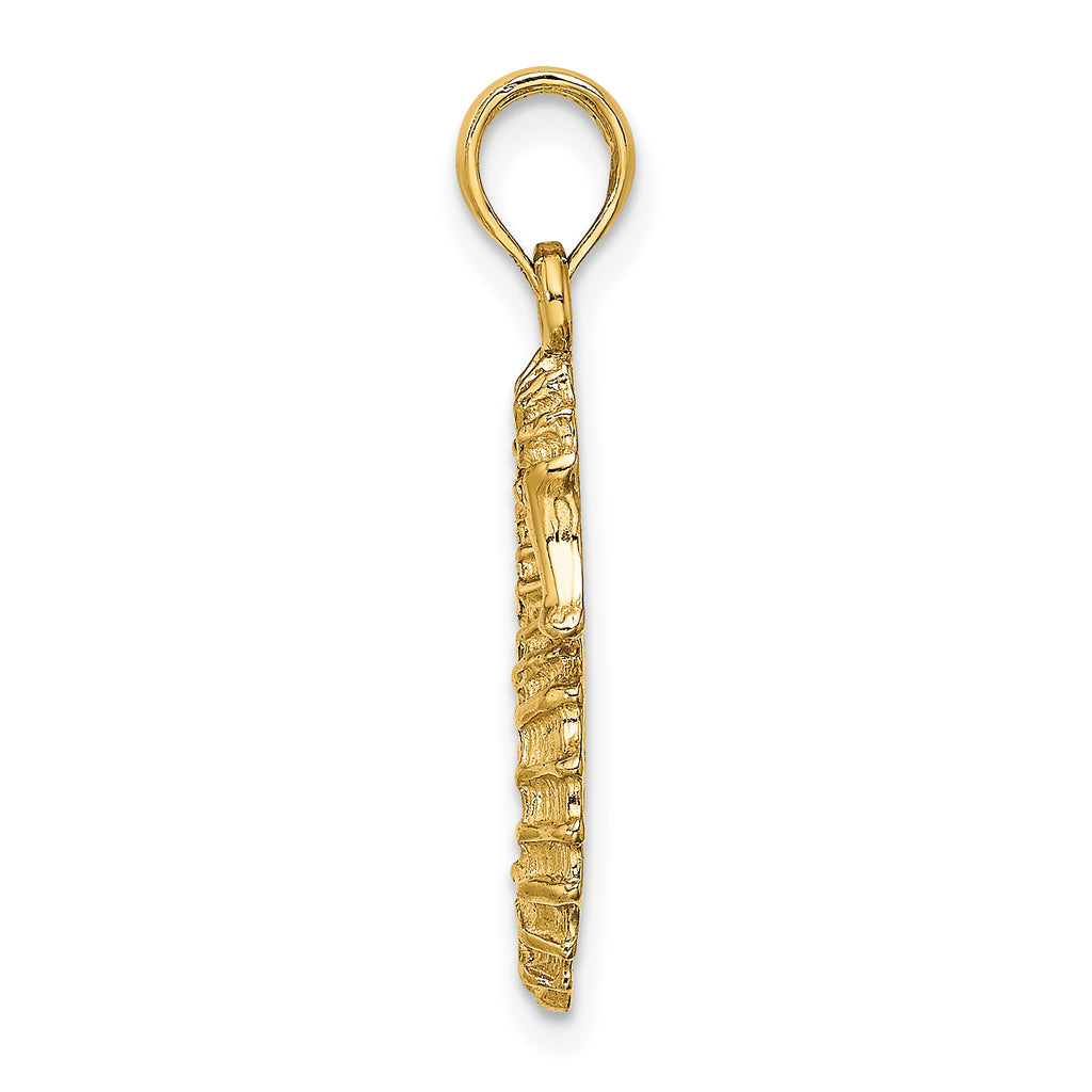 14K Textured Seahorse Charm