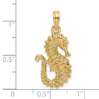 14K Textured Seahorse Charm
