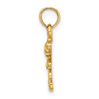 14K Textured Mini Double Dolphins and Waves Charm